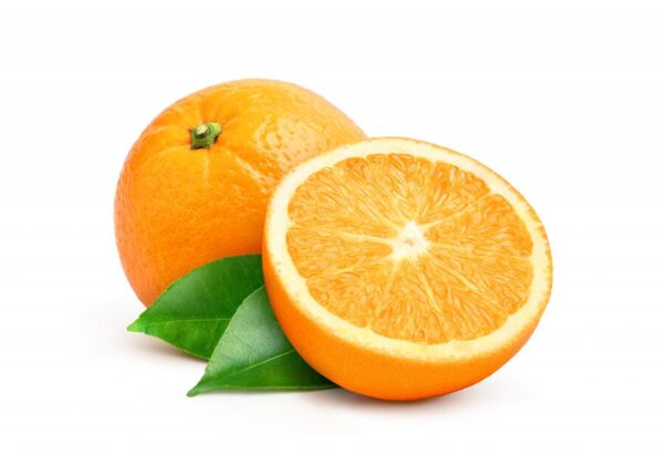 natural-valecia-orange-fruit-with-cut-half-green-leaves-isolated-white-background_252965-17